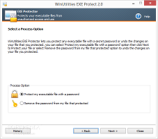 Showing the EXE Protector module in WinUtilities Professional Edition